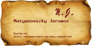 Matyasovszky Jeromos névjegykártya